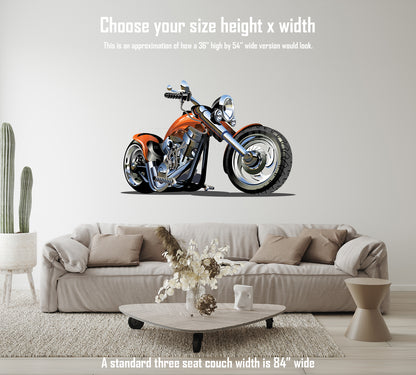 Car Art Motorcycle Orange Chopper Wall Decal
