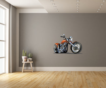 Car Art Motorcycle Orange Chopper Wall Decal