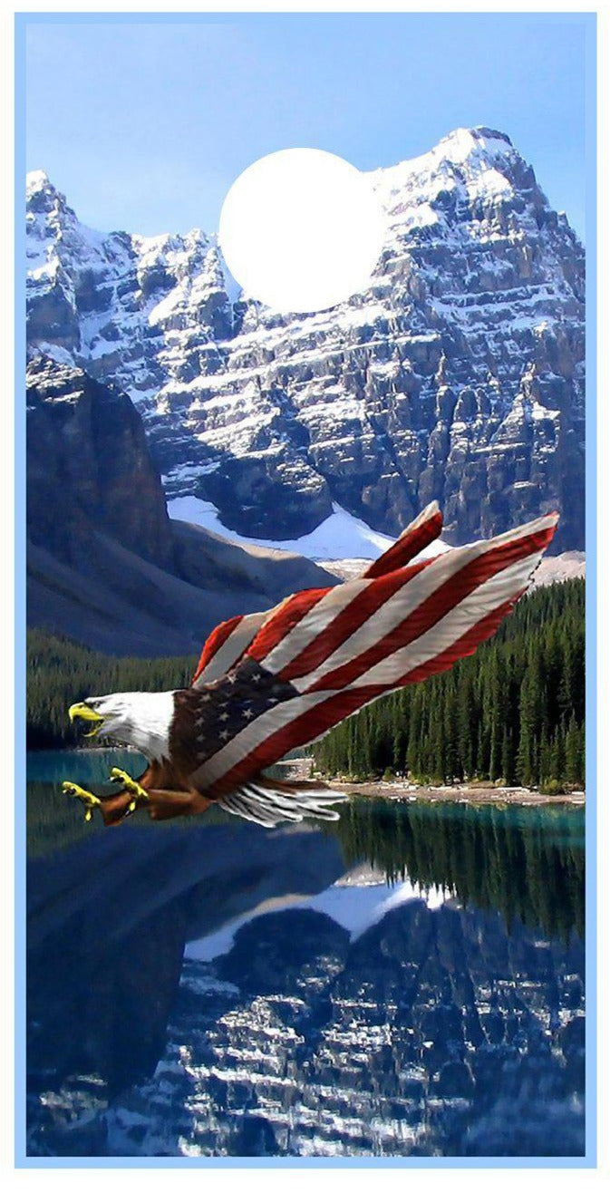 Mountains Eagle American Flag Hunt Cornhole Board Decal Wraps