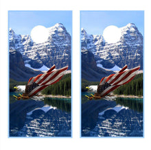 Mountains Eagle American Flag Hunt Cornhole Board Decal Wraps