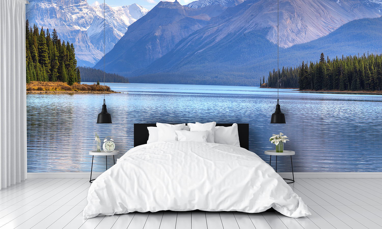 Maligne Lake View Wallpaper Mountain Wallpaper Mural bedroom