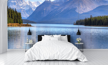 Maligne Lake View Wallpaper Mountain Wallpaper Mural bedroom