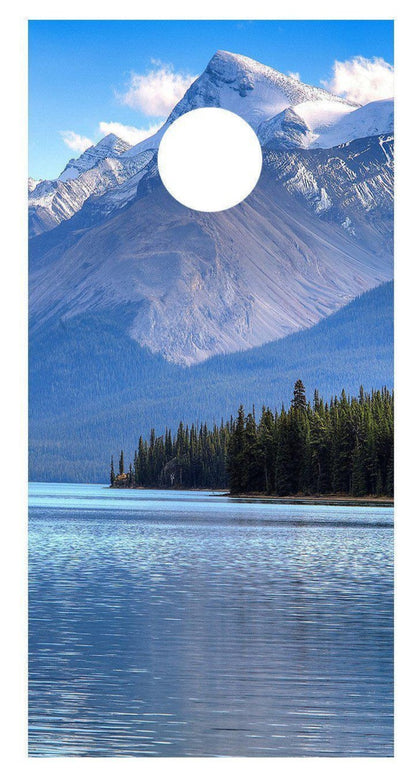 Mountains Lake Version 2 Cornhole Skins Board Decal Wrap