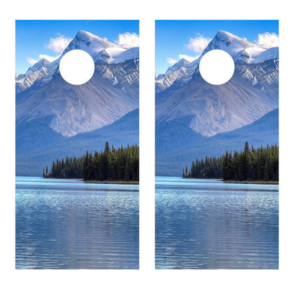 Mountains Lake Version 2 Cornhole Skins Board Decal Wrap