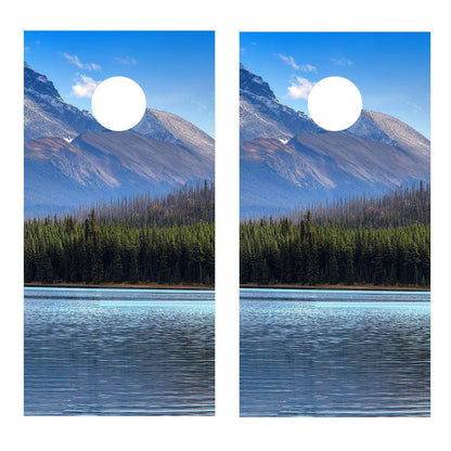 Mountains Lake Version 3 Cornhole Graphics Decal Wrap