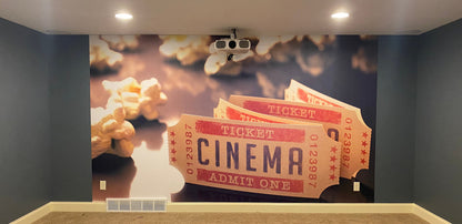 Movie Cinema Tickets Popcorn Wallpaper Custom Mural