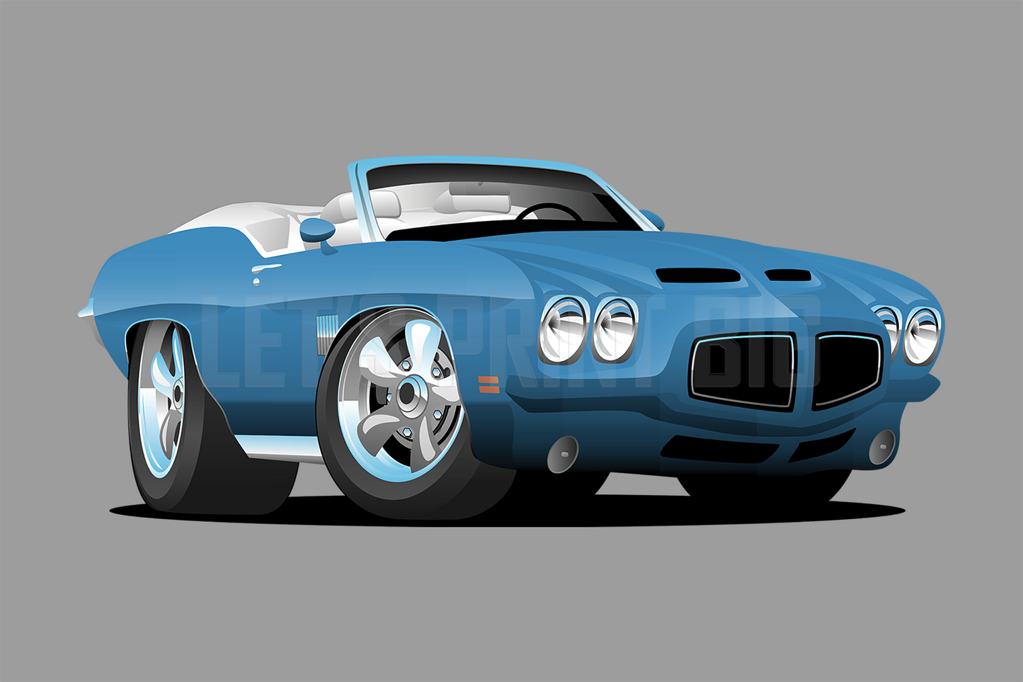 Car Art Pontiac GTO Muscle Car Cartoon 12 Convertible Wall Decal
