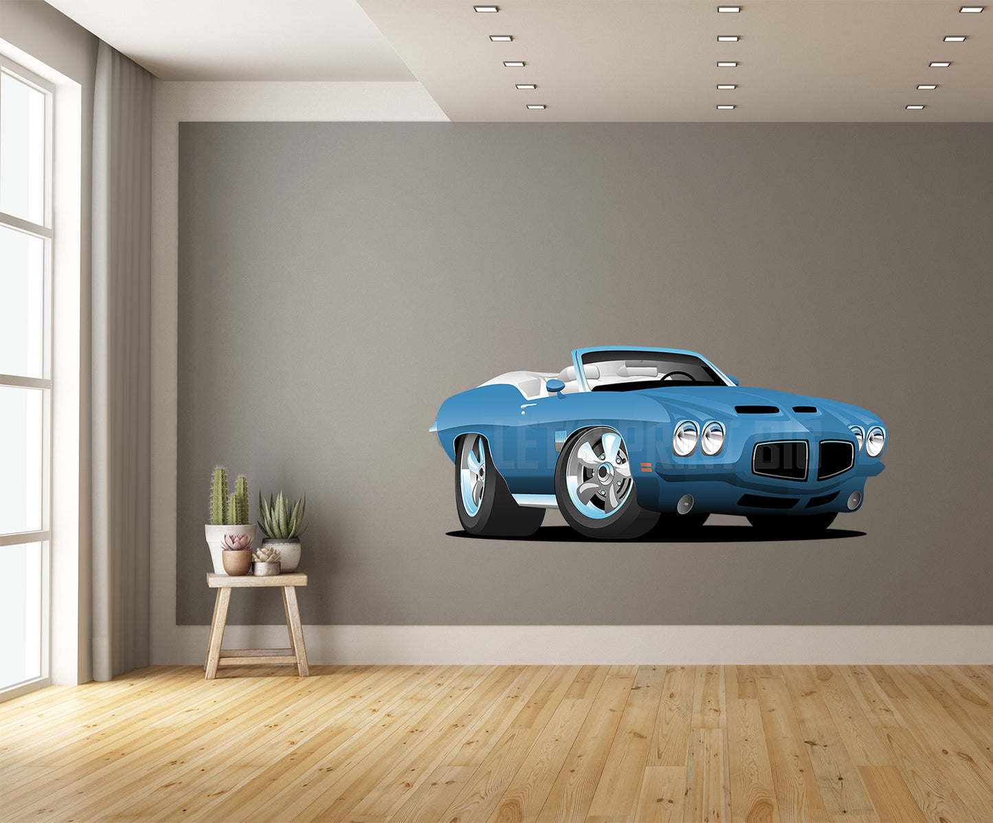 Car Art Pontiac GTO Muscle Car Cartoon 12 Convertible Wall Decal
