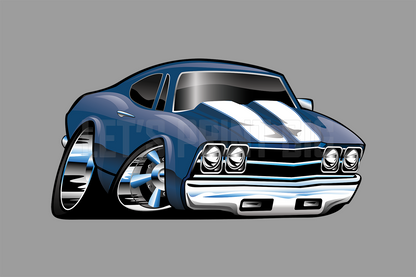 Car Art Chevelle Muscle Car Cartoon 14 Wall Decal
