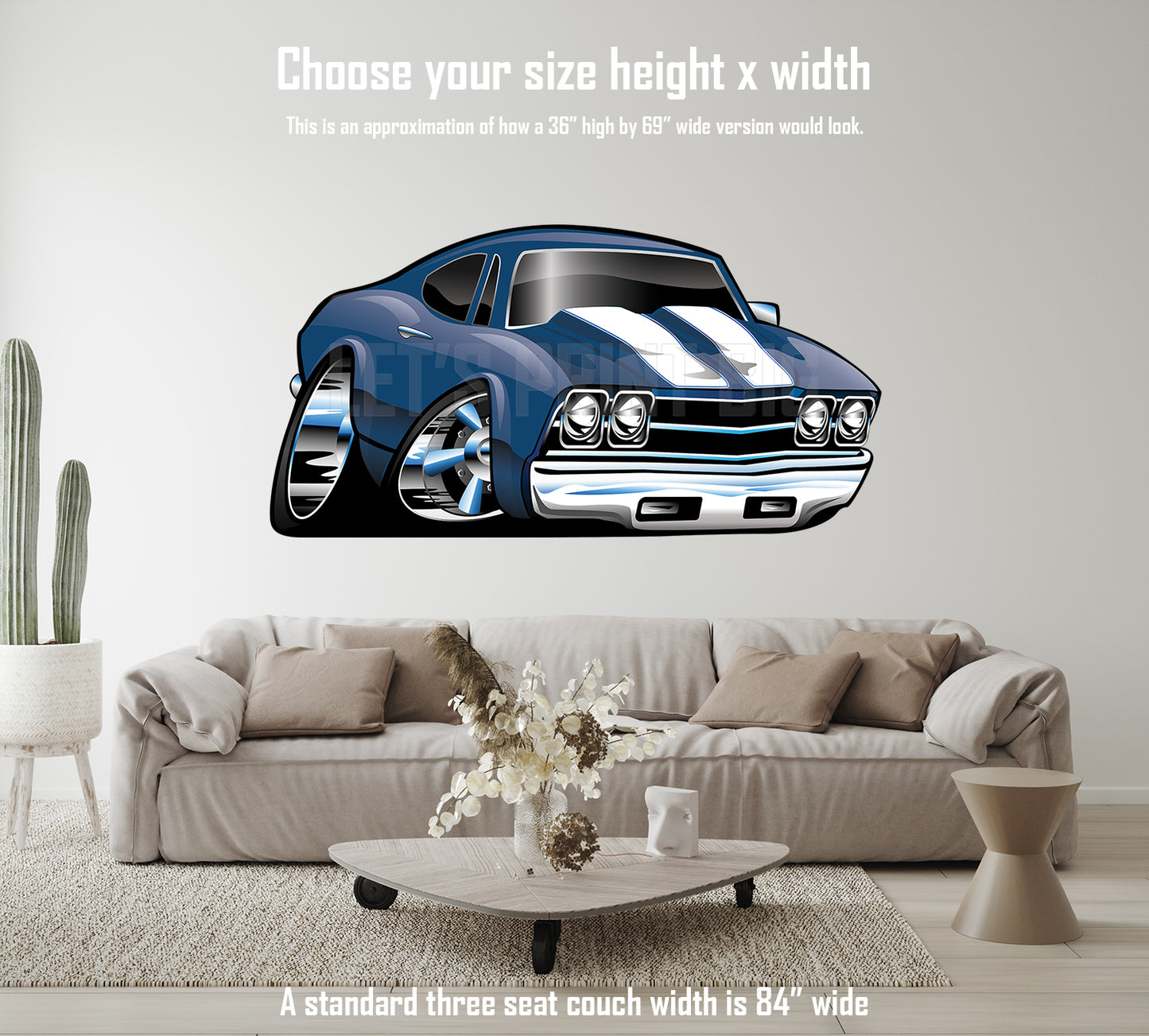 Car Art Chevelle Muscle Car Cartoon 14 Wall Decal