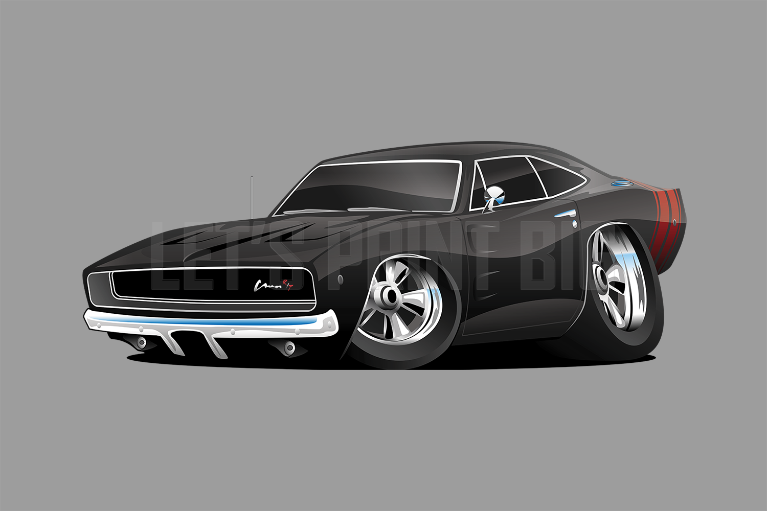 Car Art Charger Muscle Car Cartoon 16 Wall Decal