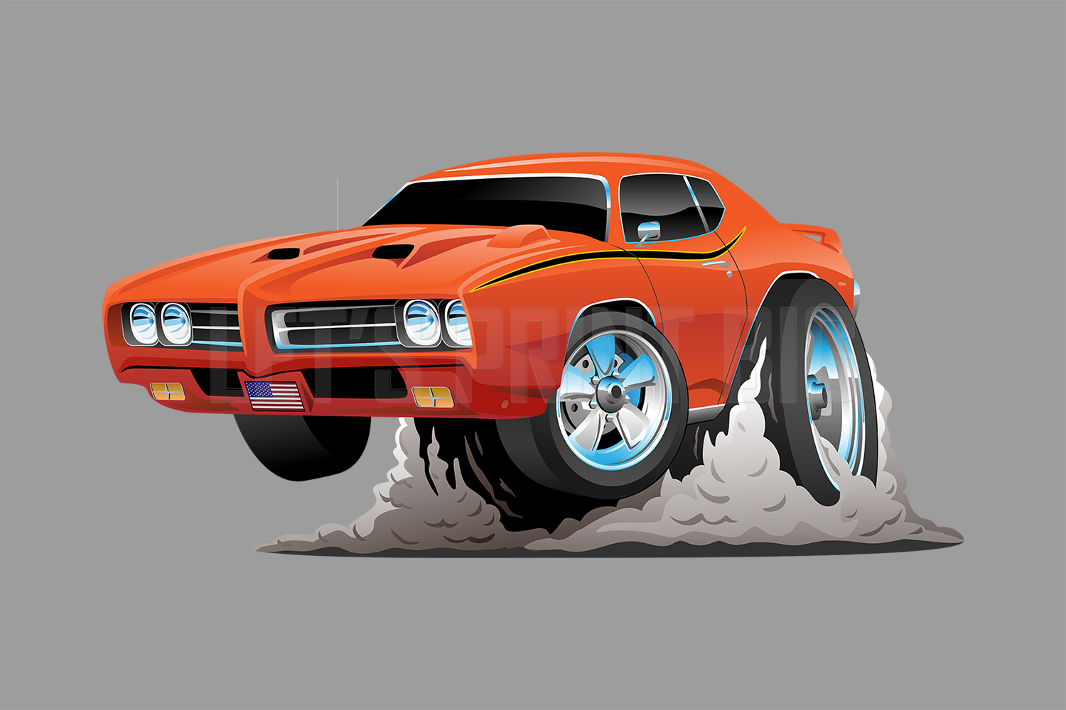 Car Art GTO Muscle Car Cartoon Wall Decal