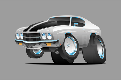 Car Art Chevelle Muscle Car Cartoon 2 Wall Decal