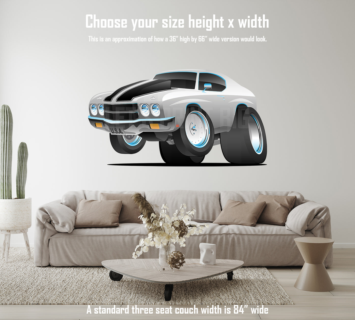 Car Art Chevelle Muscle Car Cartoon 2 Wall Decal