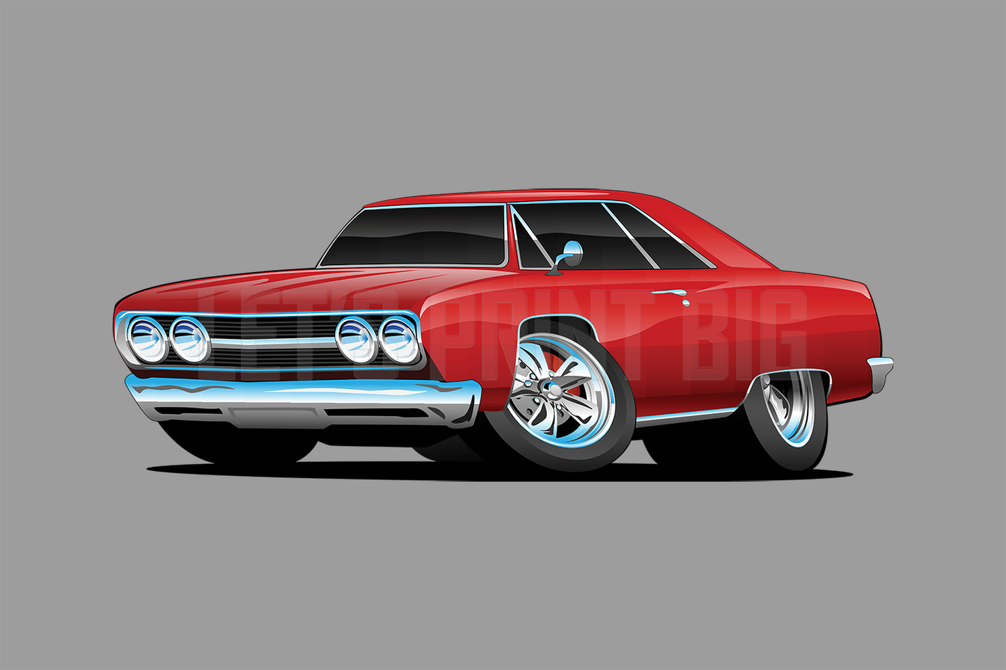 Car Art Chevelle Coupe Muscle Car Cartoon 4 Wall Decal