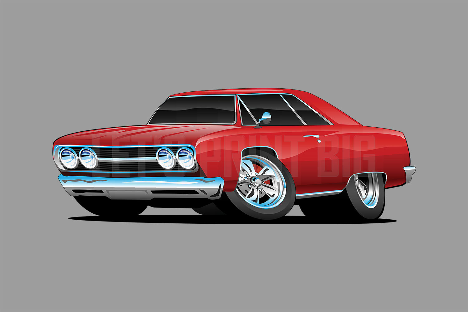 Car Art Chevelle Coupe Muscle Car Cartoon 4 Wall Decal