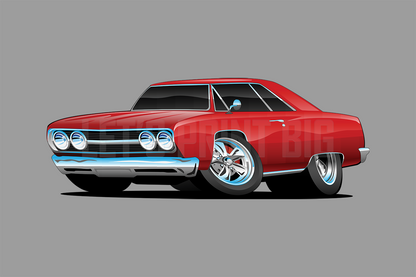 Car Art Chevelle Coupe Muscle Car Cartoon 4 Wall Decal