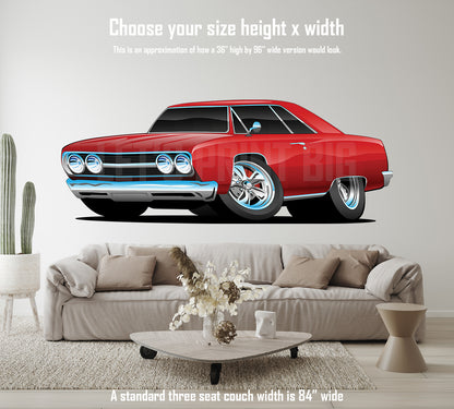 Car Art Chevelle Coupe Muscle Car Cartoon 4 Wall Decal