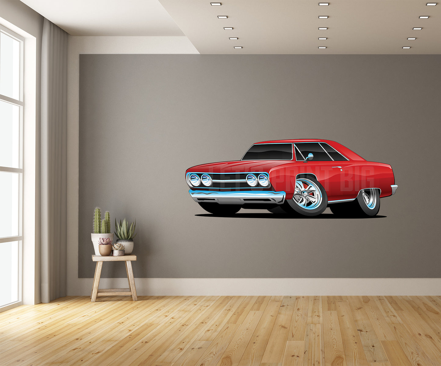 Car Art Chevelle Coupe Muscle Car Cartoon 4 Wall Decal