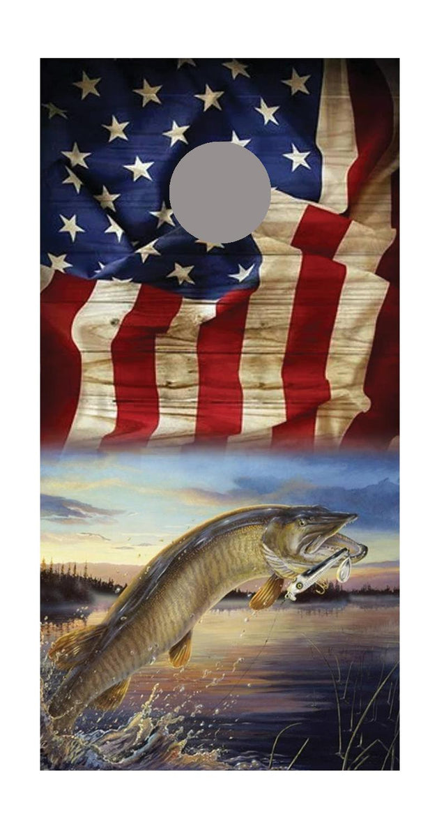 Largemouth Bass Trout Fshng Cabn Lake Cornhole Board Vnyl Decal