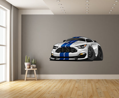 Car Art Mustang Warp Muscle Car WALL DECAL REMOVABLE REPOSITIONABLE