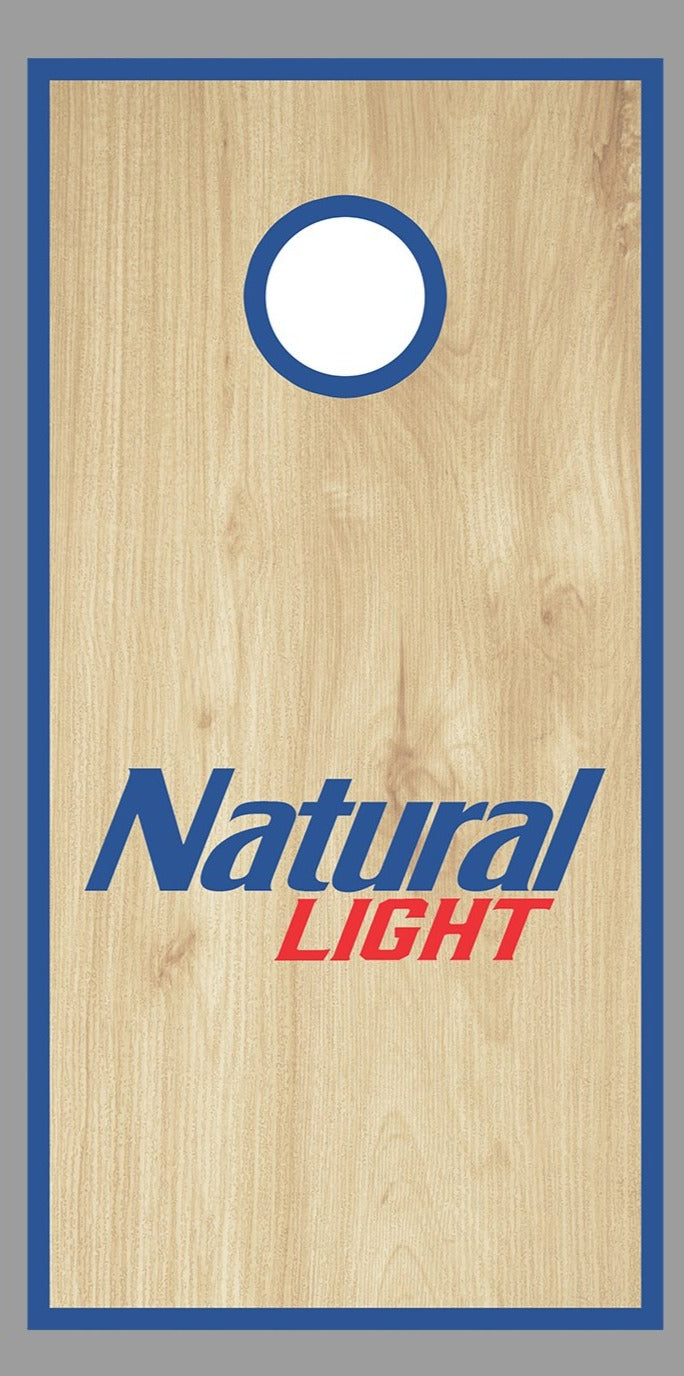 Natural Light Wood Design corn hole board decal wrap