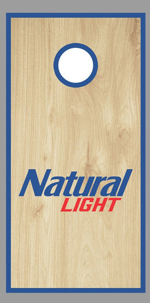 Natural Light Wood Design corn hole board decal wrap