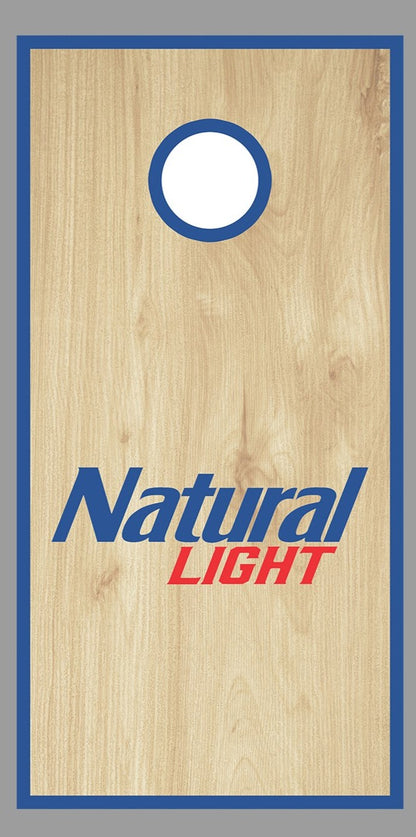 Natural Light Wood Design corn hole board decal wrap