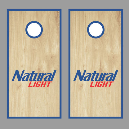 Natural Light Wood Design corn hole board decal wrap