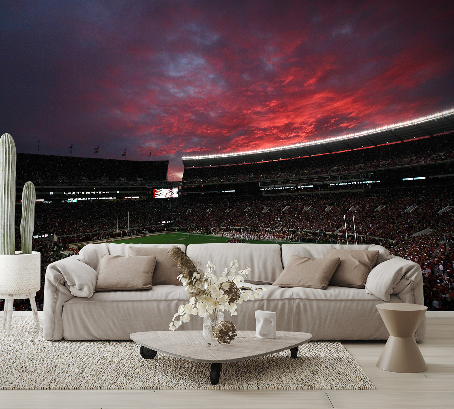 Bryant–Denny Alabama Football Stadium Wallpaper Wall Mural living room couch