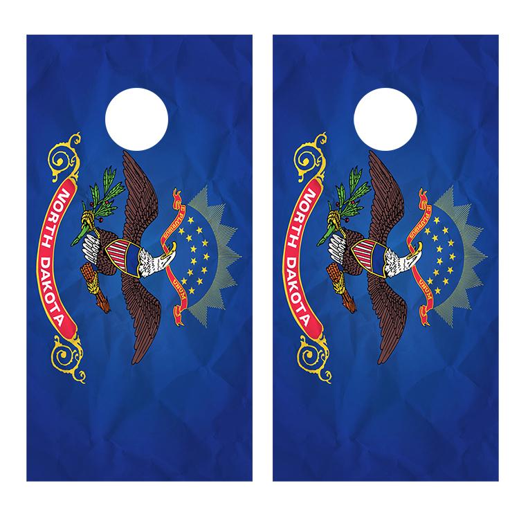 Flag of North Dakota Cornhole Board Decal Wraps