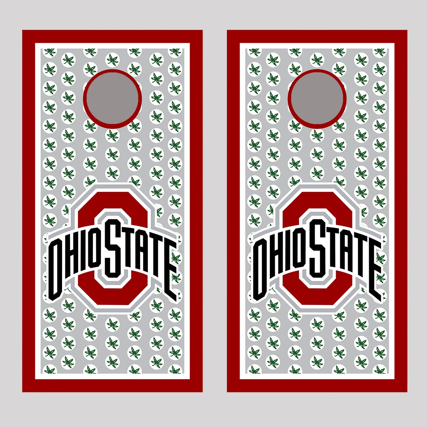 OSU Buckeye Leaves Design Cornhole Board Decal Wraps - 150709