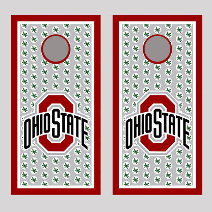 OSU Buckeye Leaves Design Cornhole Board Decal Wraps - 150709