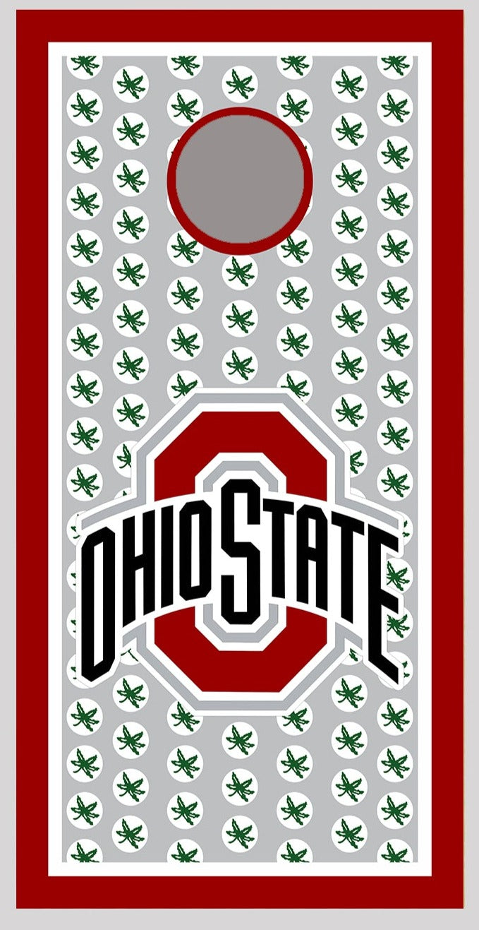 OSU Buckeye Leaves Design Cornhole Board Decal Wraps - 150709