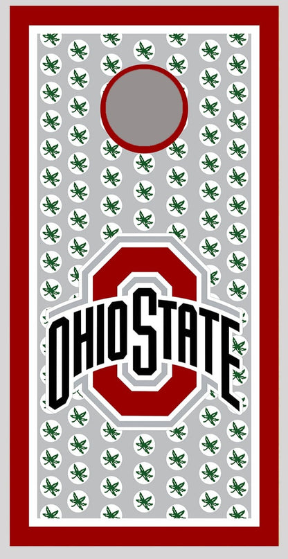 OSU Buckeye Leaves Design Cornhole Board Decal Wraps - 150709