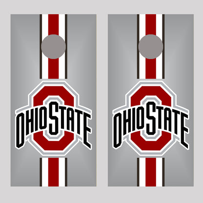 OSU Gray Red Stripe Design Cornhole Board Decal Wraps