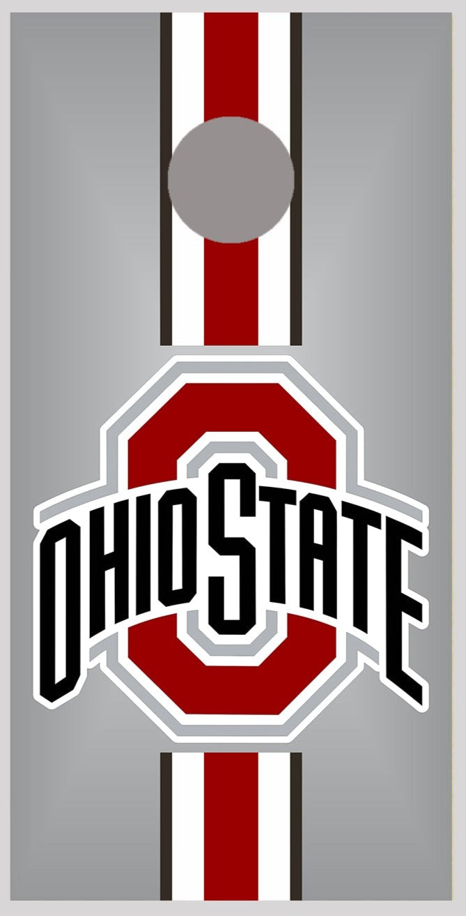OSU Gray Red Stripe Design Cornhole Board Decal Wraps