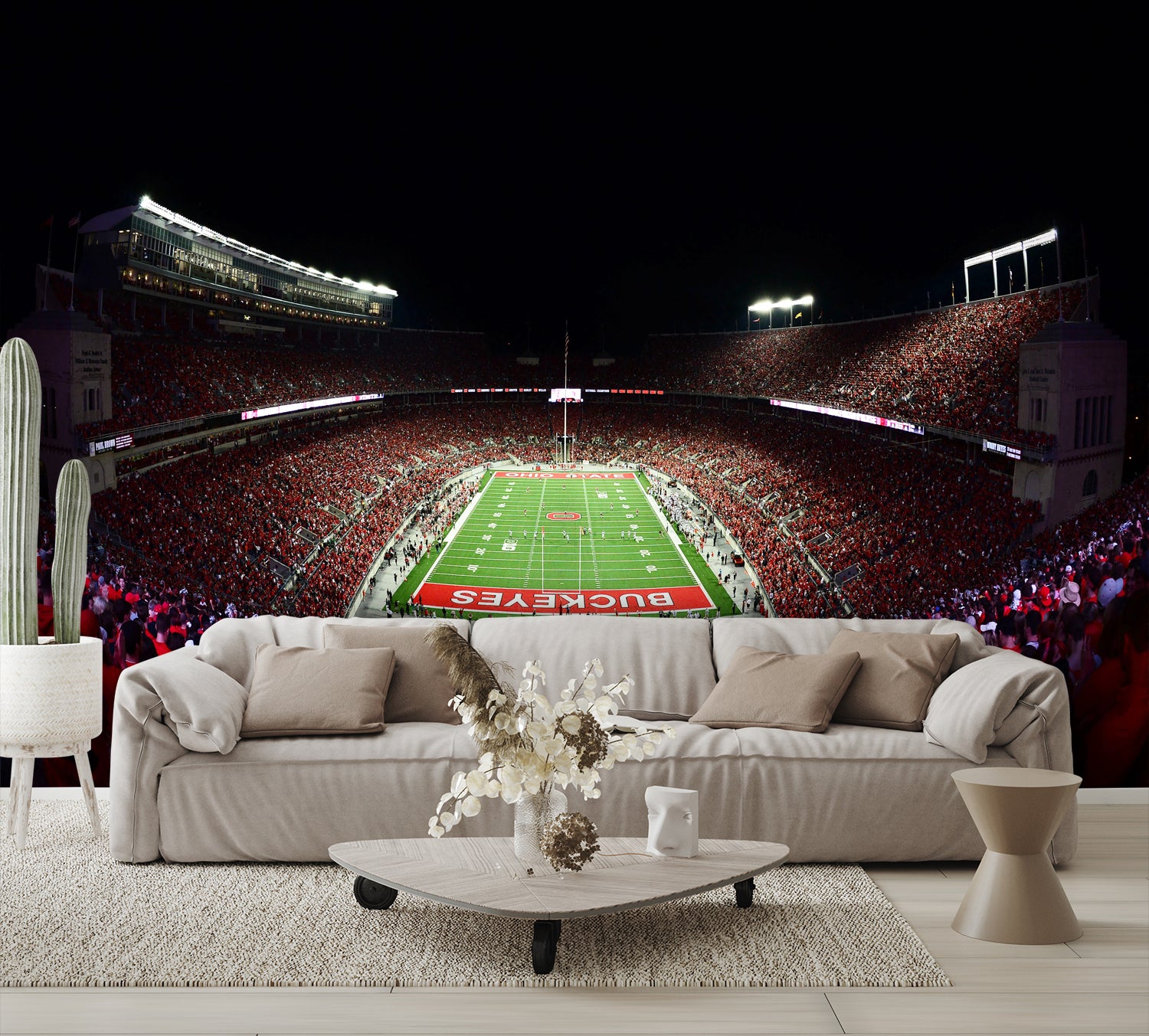 Ohio State Wall Decor Football Stadium Night Wall Mural living room couch