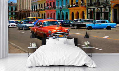 Old Retro Car in Havana Cuba Wall Mural
