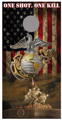 US Marines One Shot One Kill Marines Cornhole Decal Wrap single