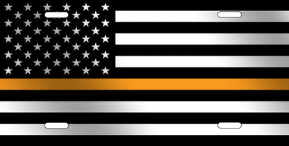 Thin Orange Line American Flag License Plate