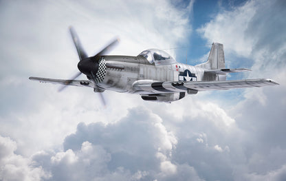 P-51 Mustang Airplane Flying in the Clouds Wallpaper Mural