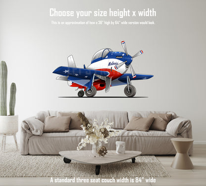 P51 Mustang Miss America Cartoon Airplane Art Wall Decal
