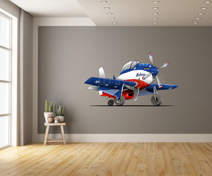 P51 Mustang Miss America Cartoon Airplane Art Wall Decal