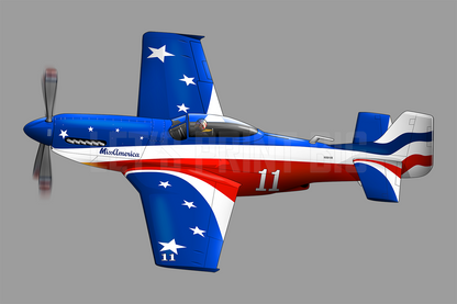 P51 Mustang Miss America Flying Cartoon Airplane Art Wall Decal