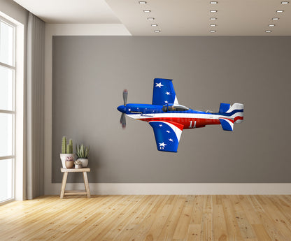 P51 Mustang Miss America Flying Cartoon Airplane Art Wall Decal
