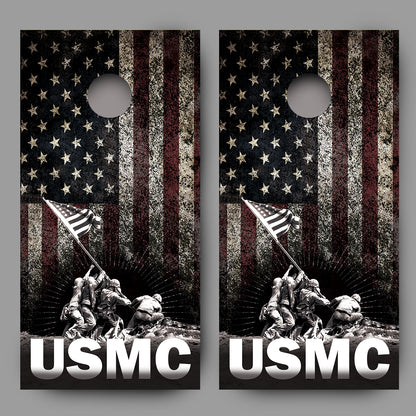 USMC Iwo Jima Distressed Flag Corn Hole Decal Wrap