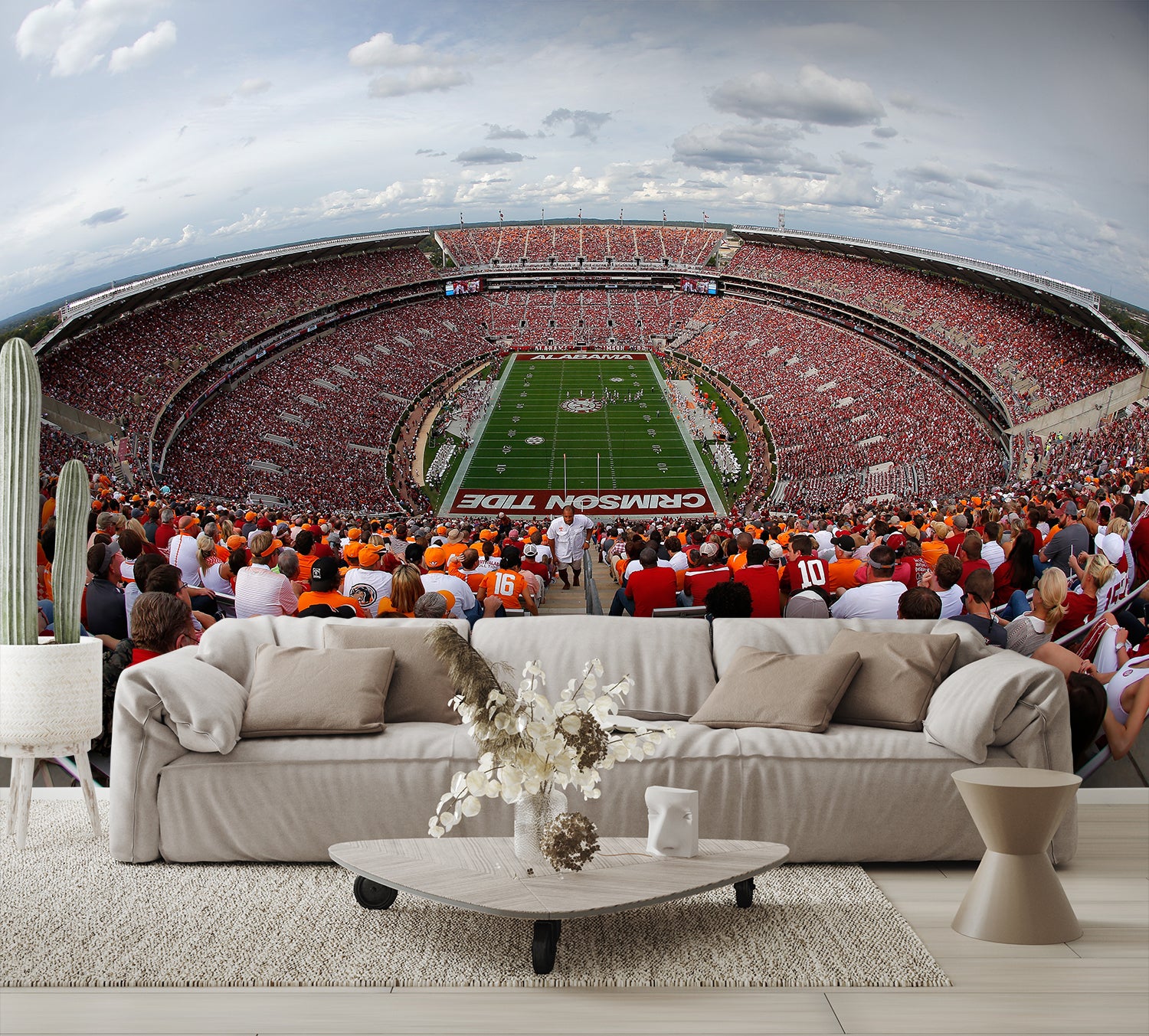 Fisheye View of Bryant–Denny Stadium Football Stadium Wall Mural