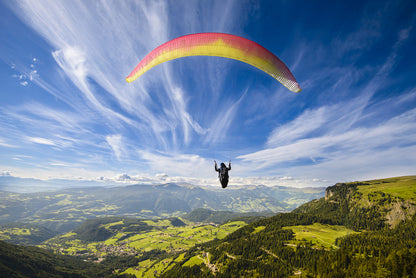 Paraglider Flying Over Mountains Wall Mural