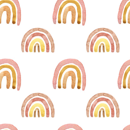Pastel Pink and Yellow Rainbows Wall Mural